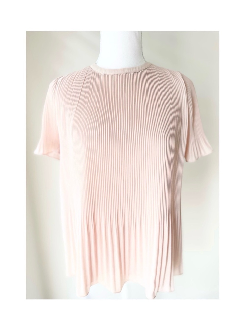 OAK + FORT Pleated Short-Sleeve Tee in Light Blush